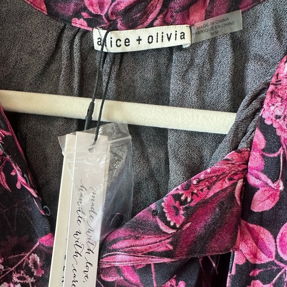 NEW! Alice + olivia BRENTLEY TIE NECK BLOUSON SLEEVE BLOUSE - Picture 12 of 13